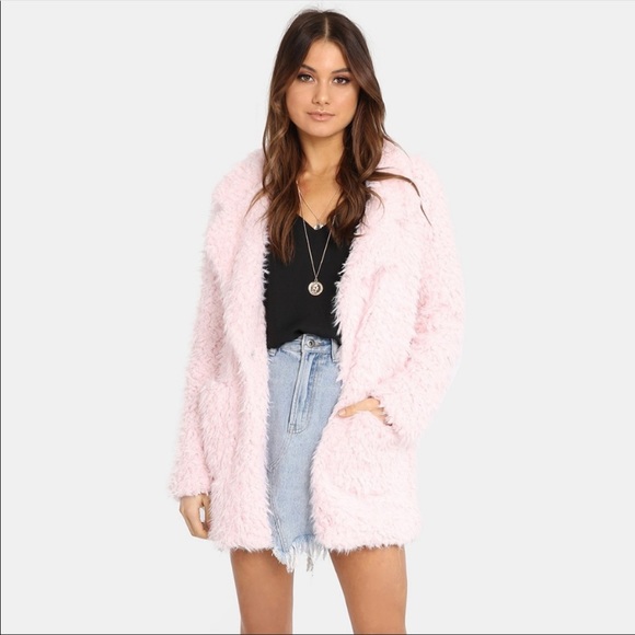 Lost In Lunar Alpine Shaggy Pink Jacket - Picture 2 of 2
